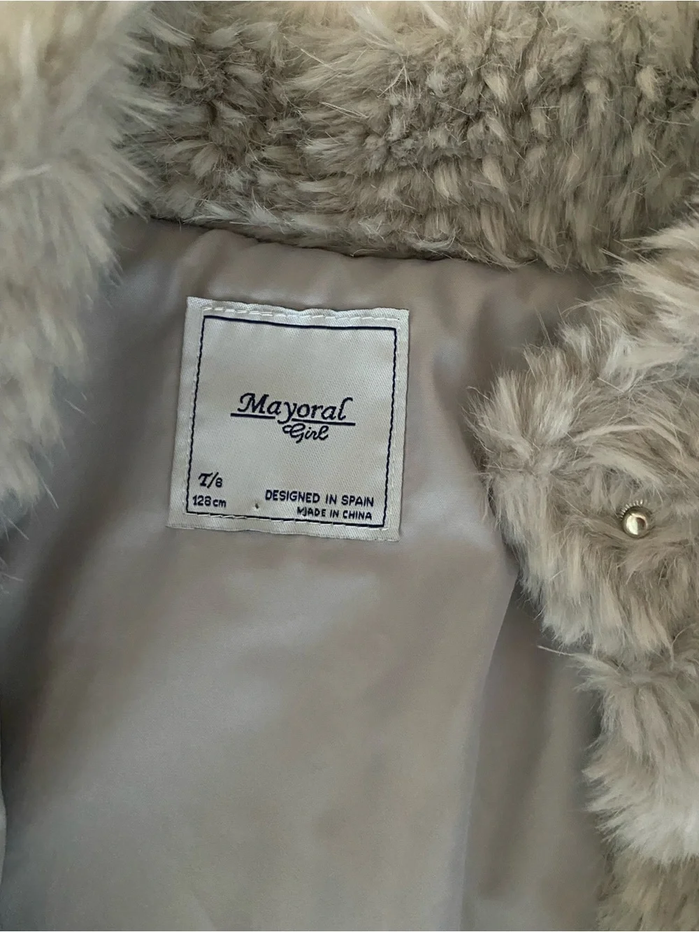Mayoral Cozy Faux-Fur Teddy Jacket in Light Gray